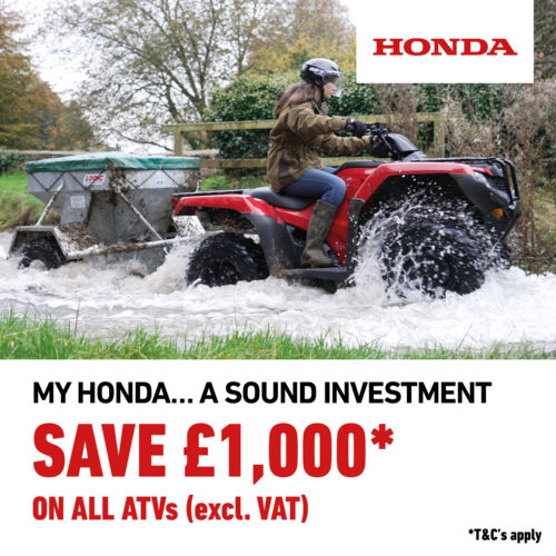 Save £1000 off the full range of new Honda ATV's